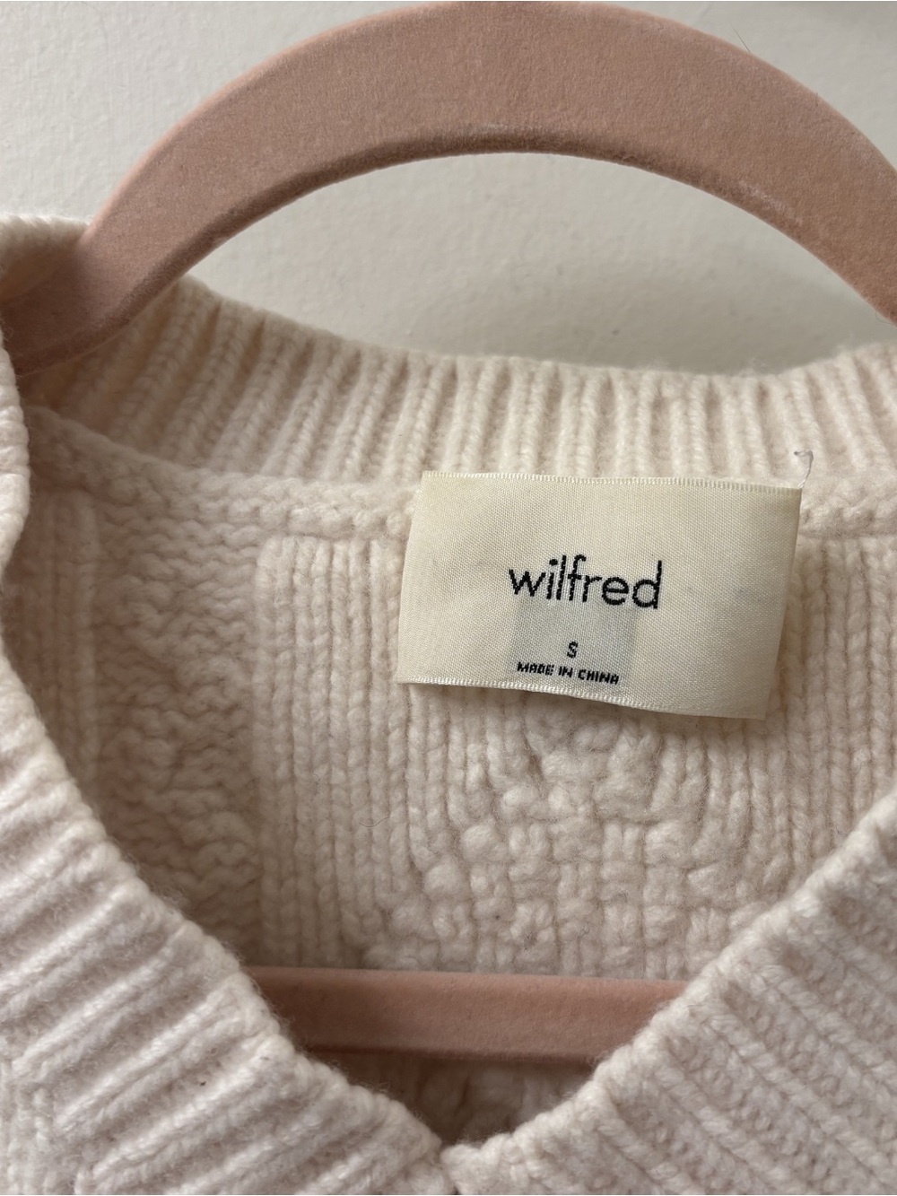 Aritzia Wilfred Alps Cable Knit Sweater Vest Size S White Merino Wool Cotton - Picture 4 of 4